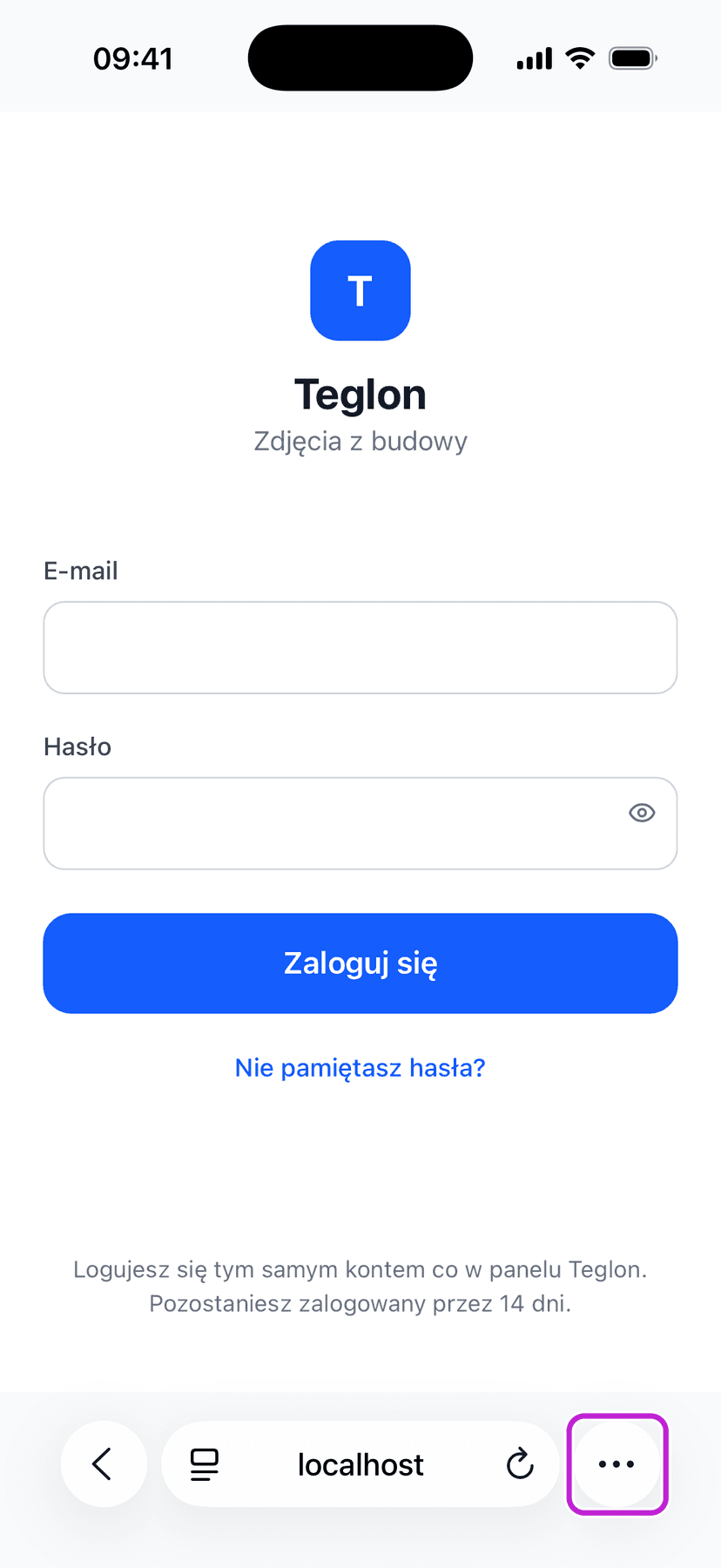 Safari — przycisk z trzema kropkami w prawym dolnym rogu